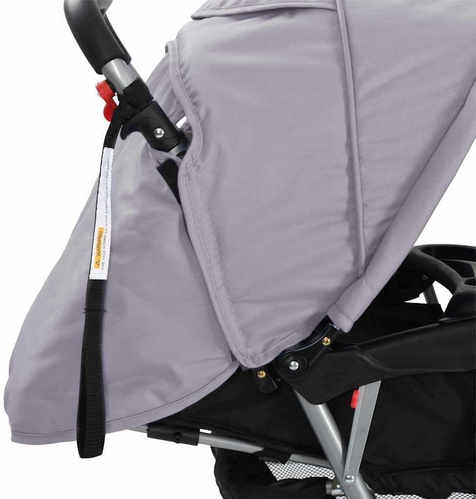 vidaXL Cochecito de bebé Doble 2 Bebés Acero Tela Gris Negro Gemelos miniatura 5