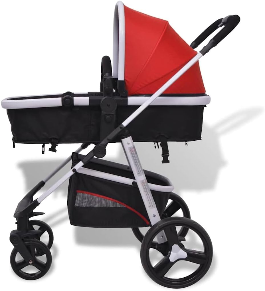 vidaXL Cochecito de bebé Pequeños Sillita Aluminio Tela Oxford Rojo miniatura 10