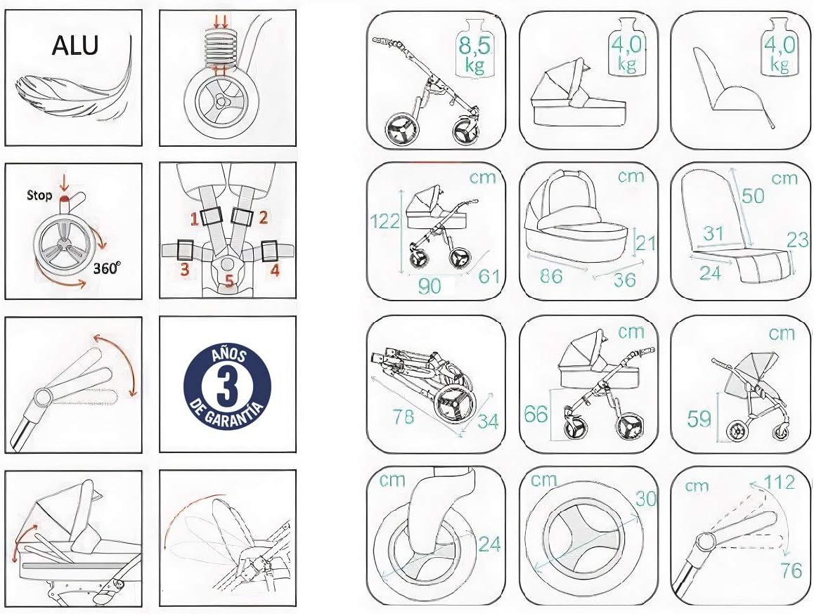 Vizaro Cochecito de bebé PEARL Dúo 2 en 1 miniatura 8