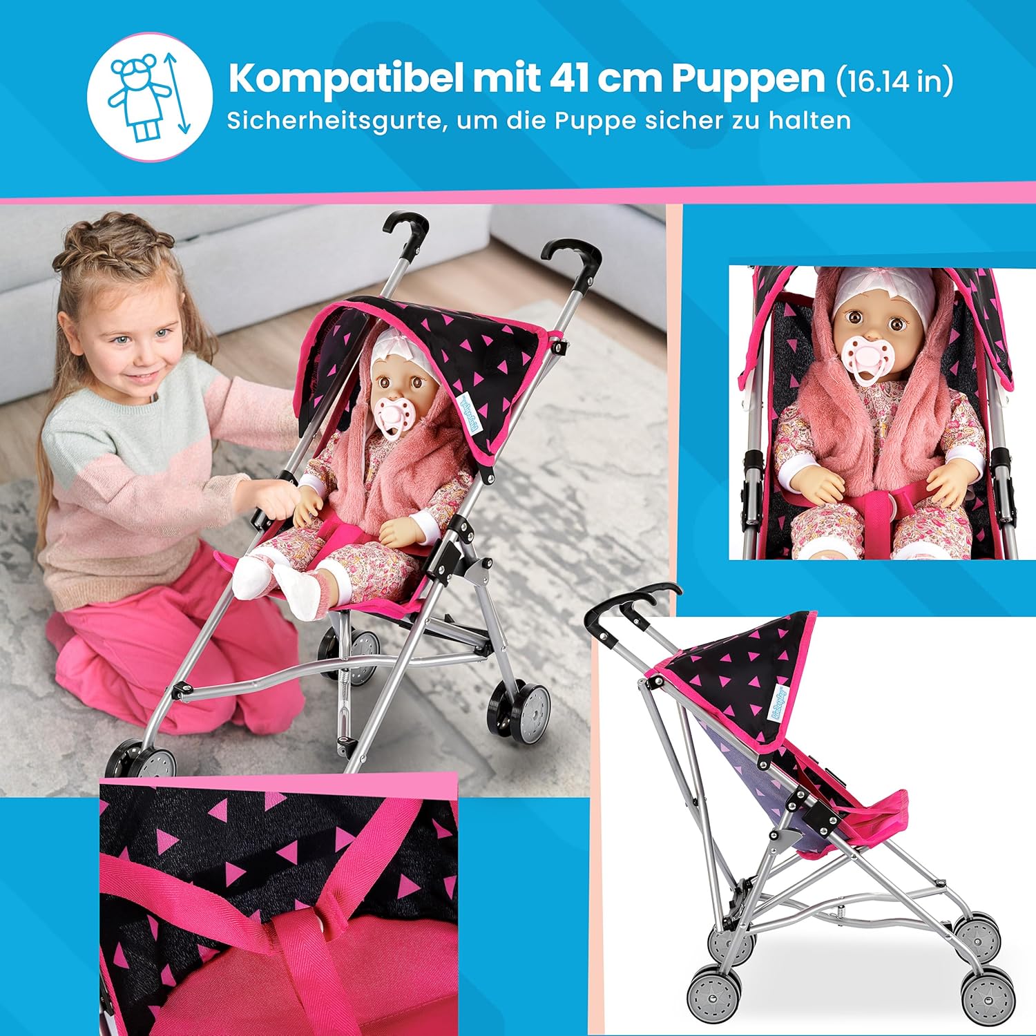 Kinderplay Cochecito de bebé Juguetes miniatura 5