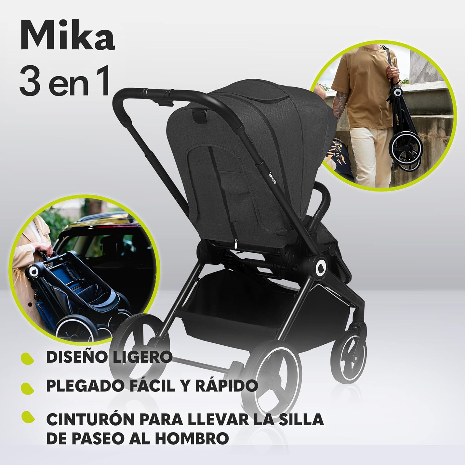 lionelo Cochecito de bebé Mika 3 piezas miniatura 7