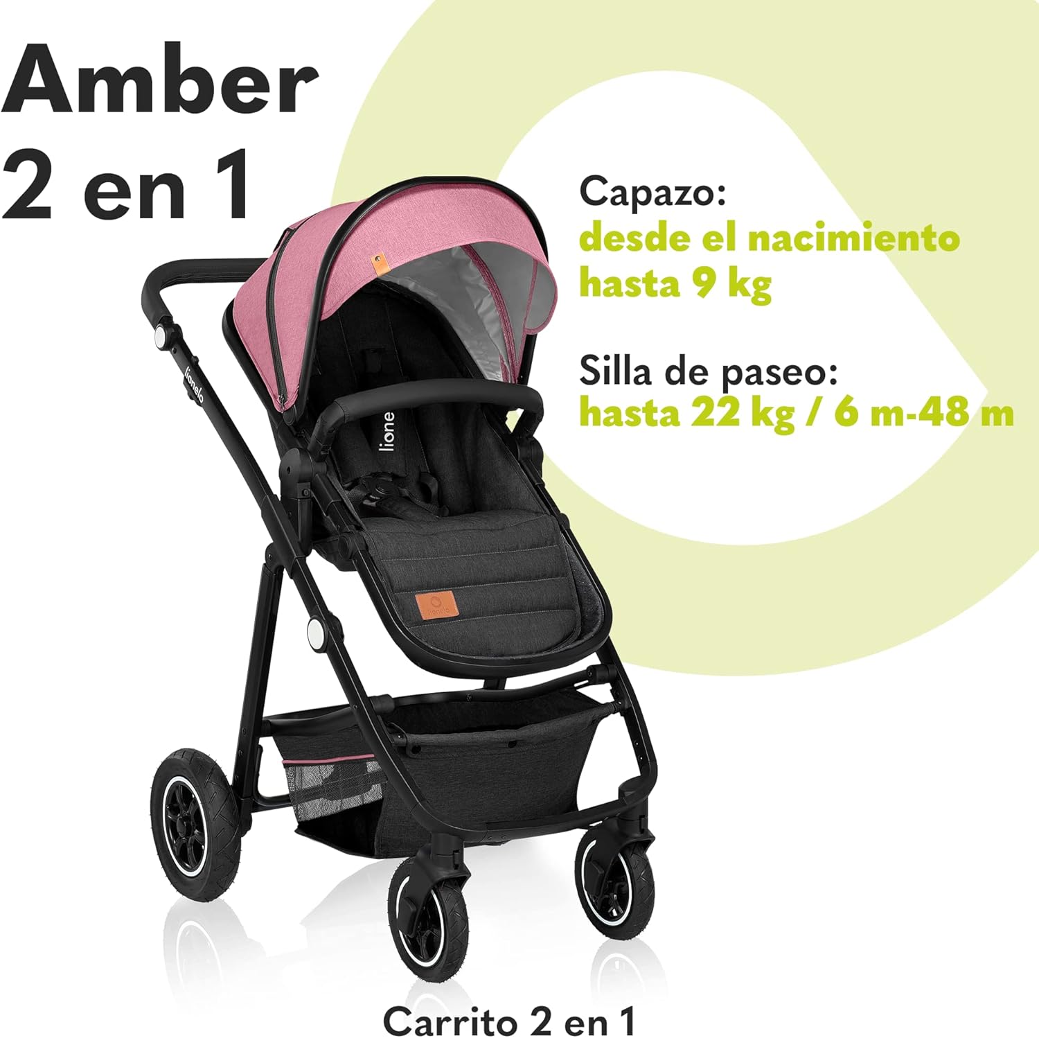 lionelo Cochecito de bebé Amber Coche multifuncional 2 en 1 Conjunto miniatura 3