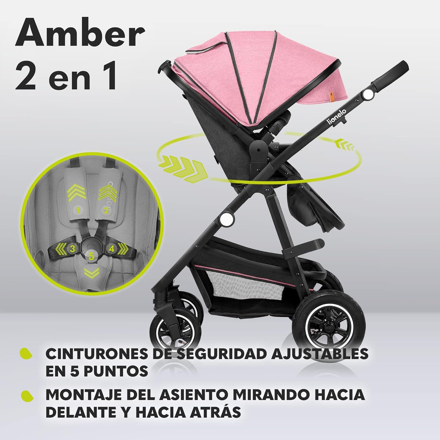 lionelo Cochecito de bebé Amber Coche multifuncional 2 en 1 Conjunto miniatura 4