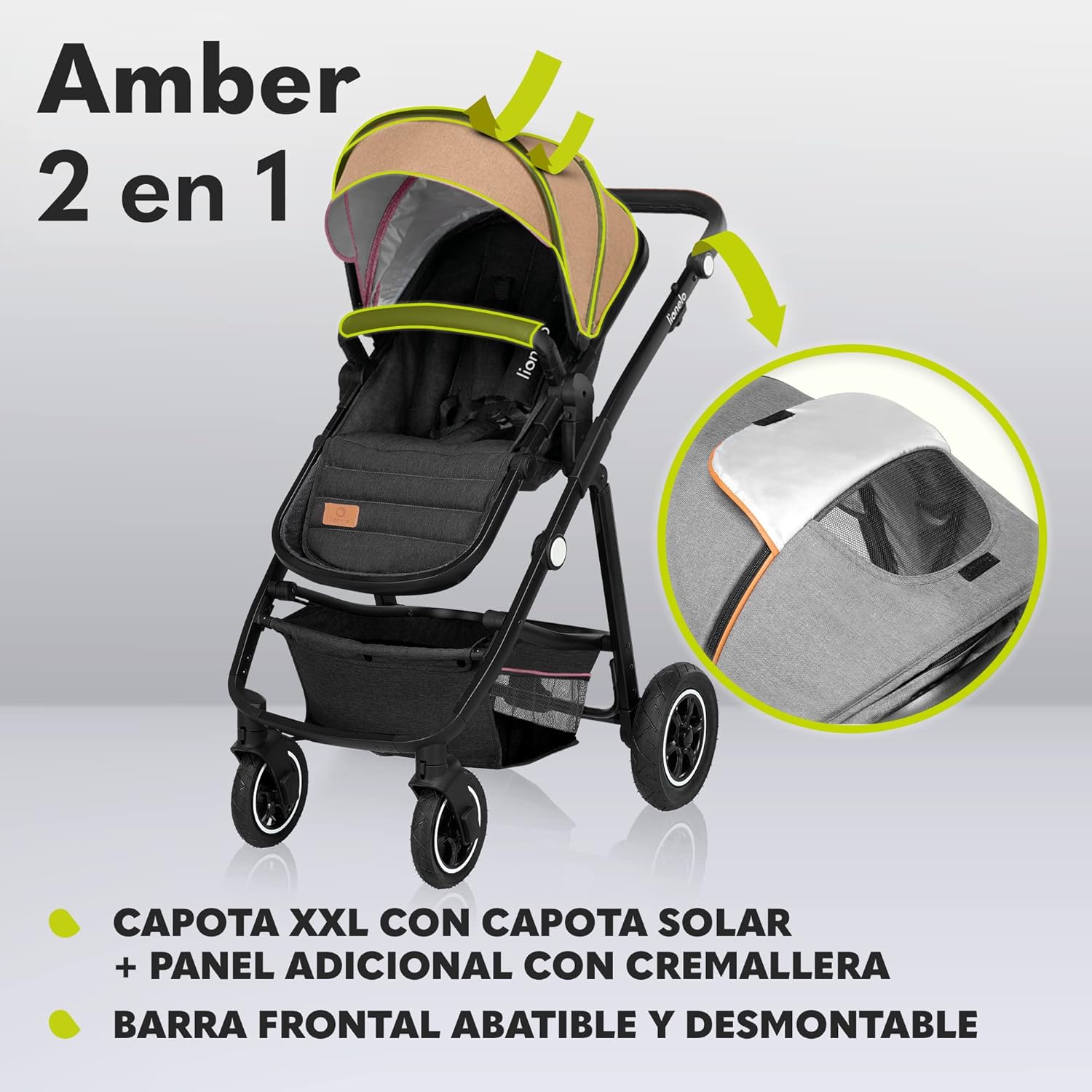 lionelo Cochecito de bebé Amber Coche multifuncional 2 en 1 Conjunto miniatura 5