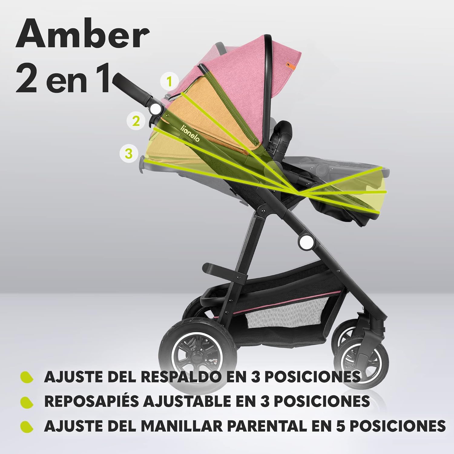 lionelo Cochecito de bebé Amber Coche multifuncional 2 en 1 Conjunto miniatura 6
