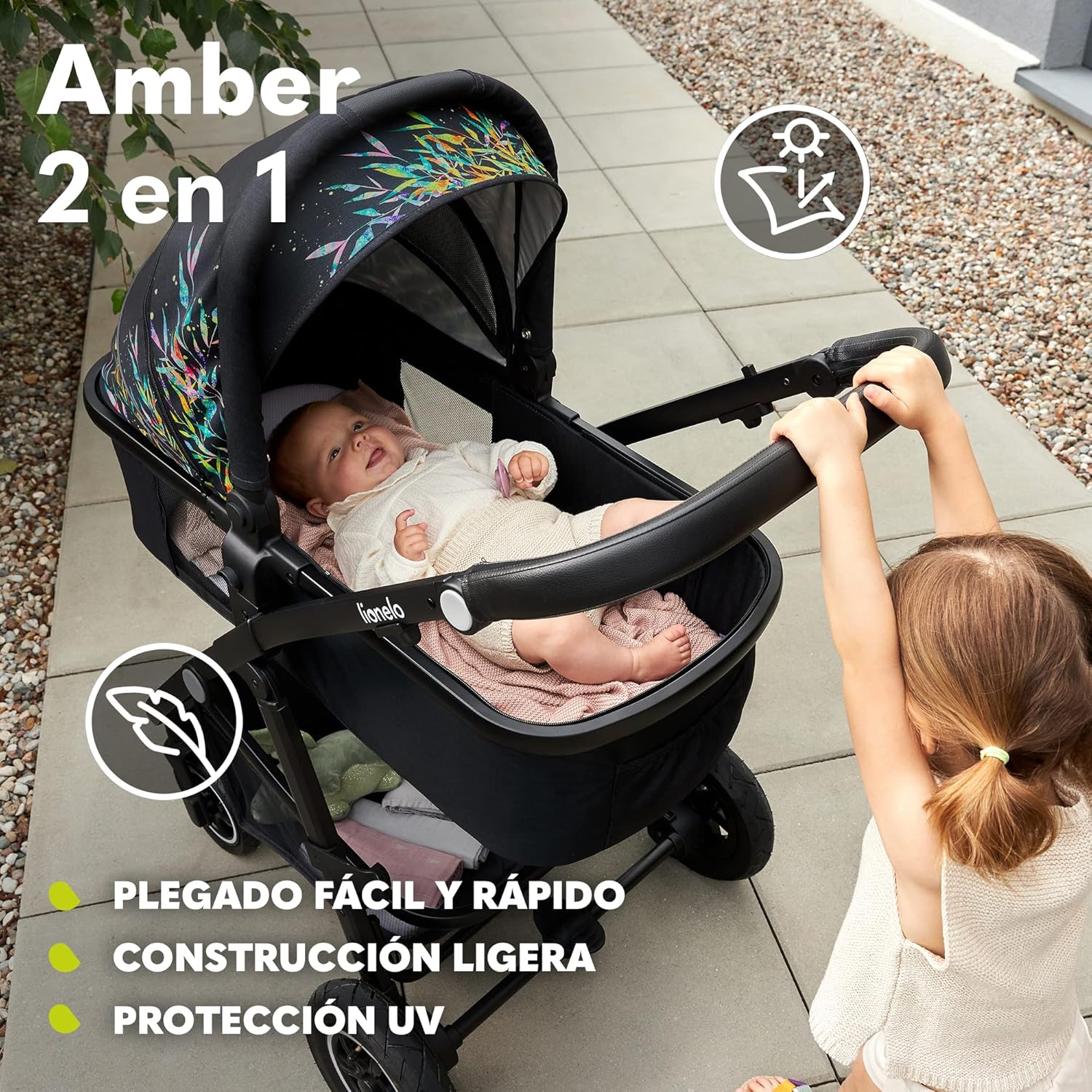 lionelo Cochecito de bebé Amber Coche multifuncional 2 en 1 Conjunto miniatura 8