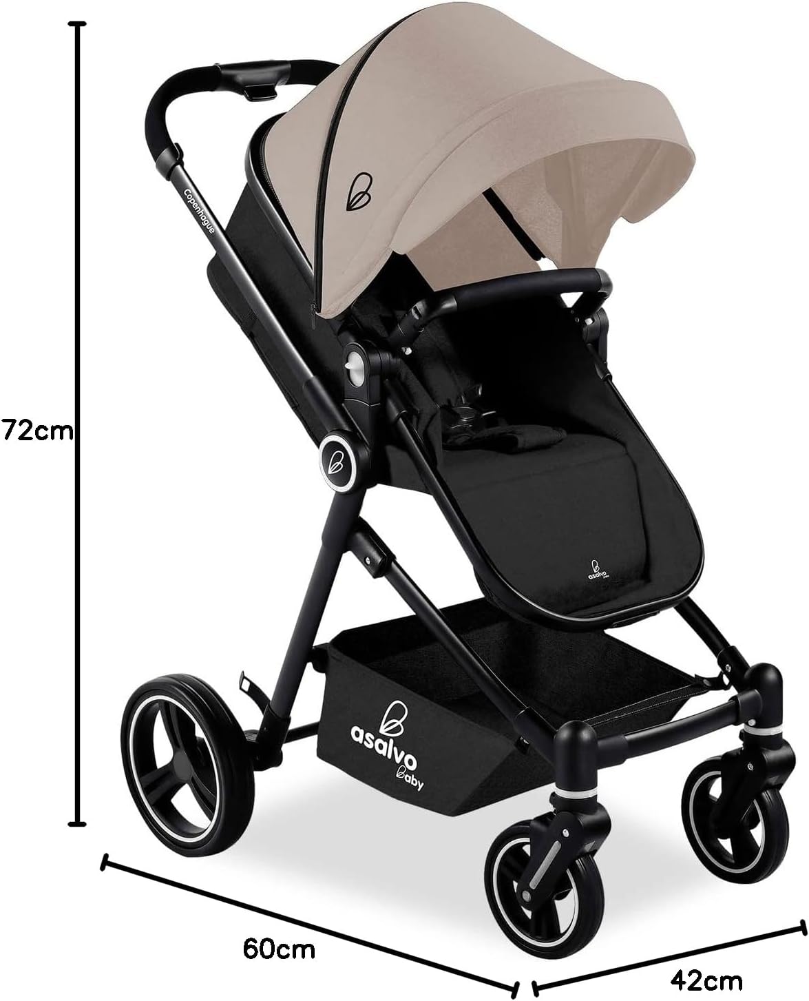 Asalvo Cochecito de bebé CONVERTIBLE COPENHAGUE BEIGE miniatura 7