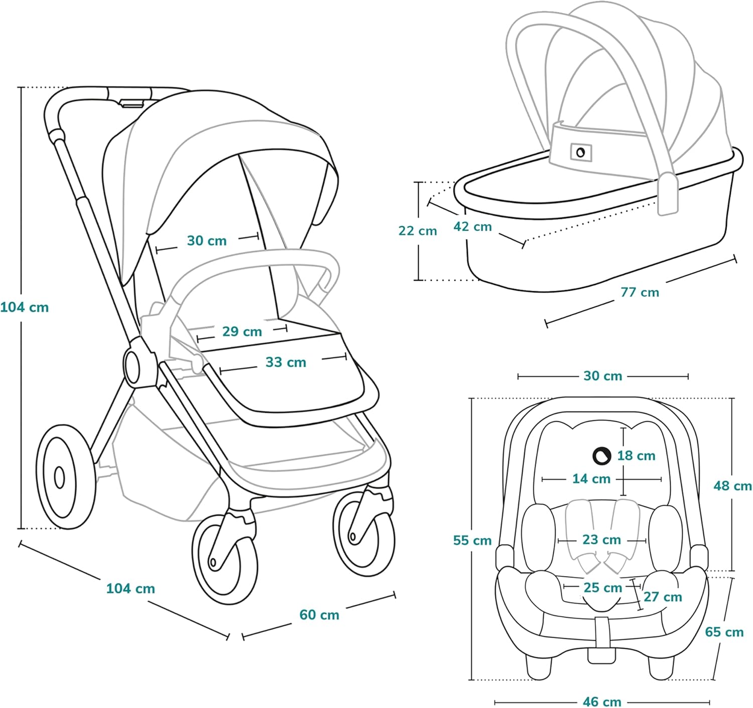 lionelo Cochecito de bebé Mika 3 piezas miniatura 11