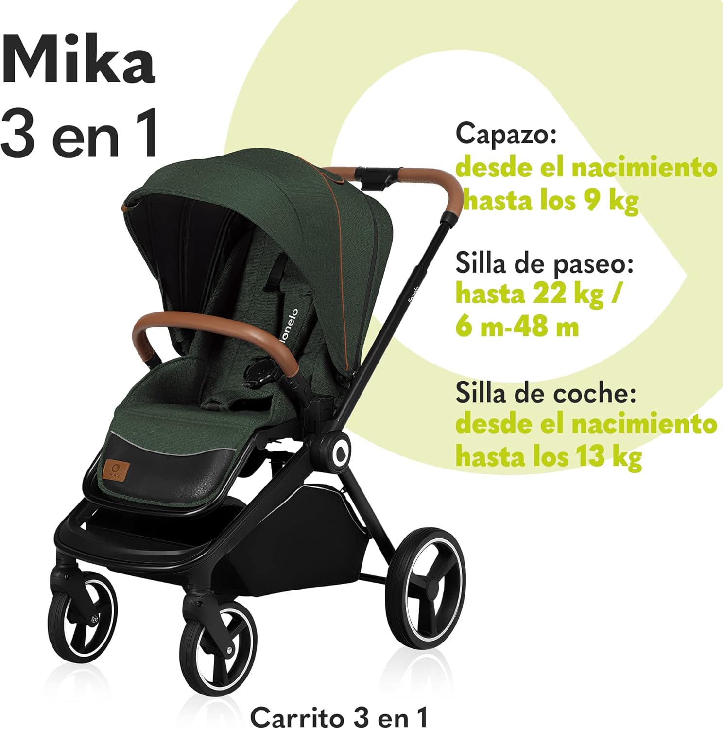 lionelo Cochecito de bebé Mika 3 piezas miniatura 3