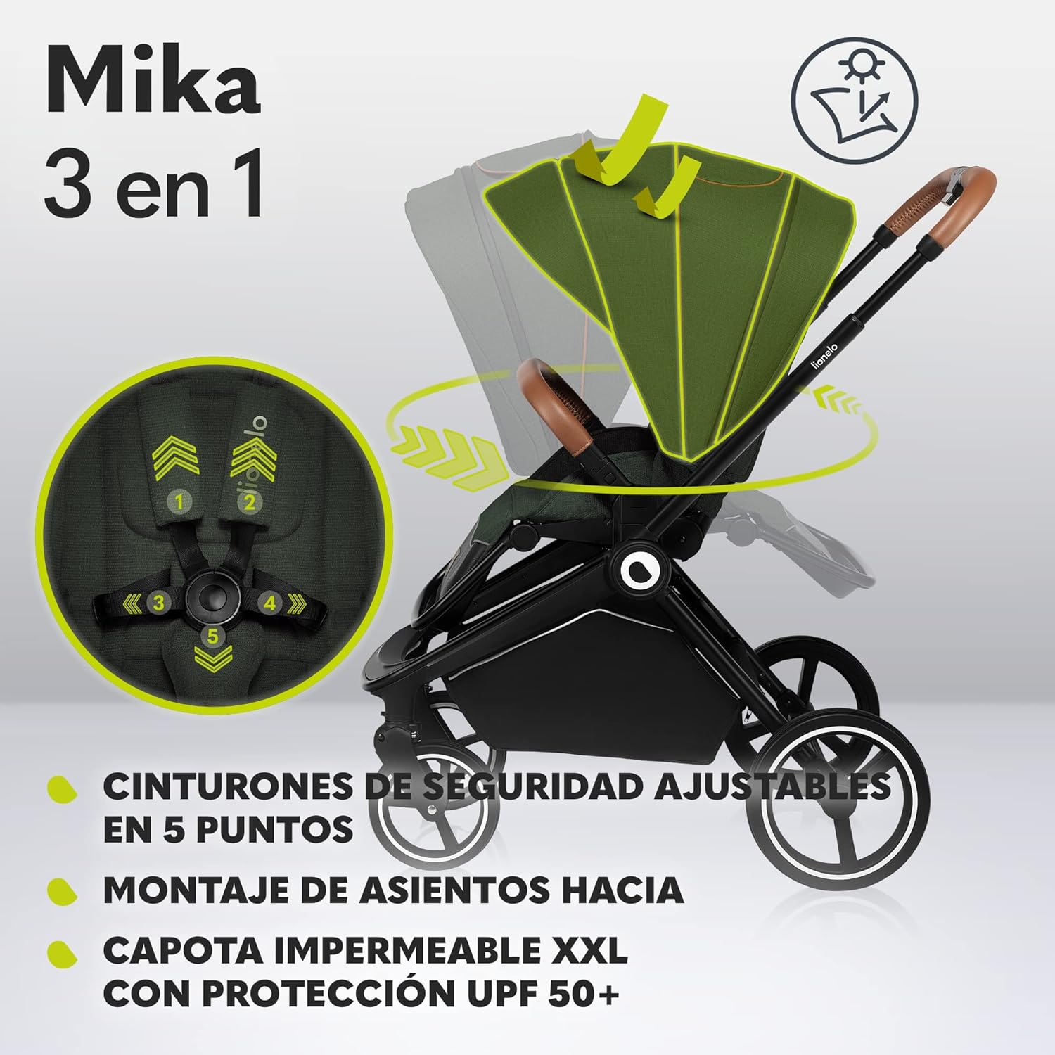 lionelo Cochecito de bebé Mika 3 piezas miniatura 4