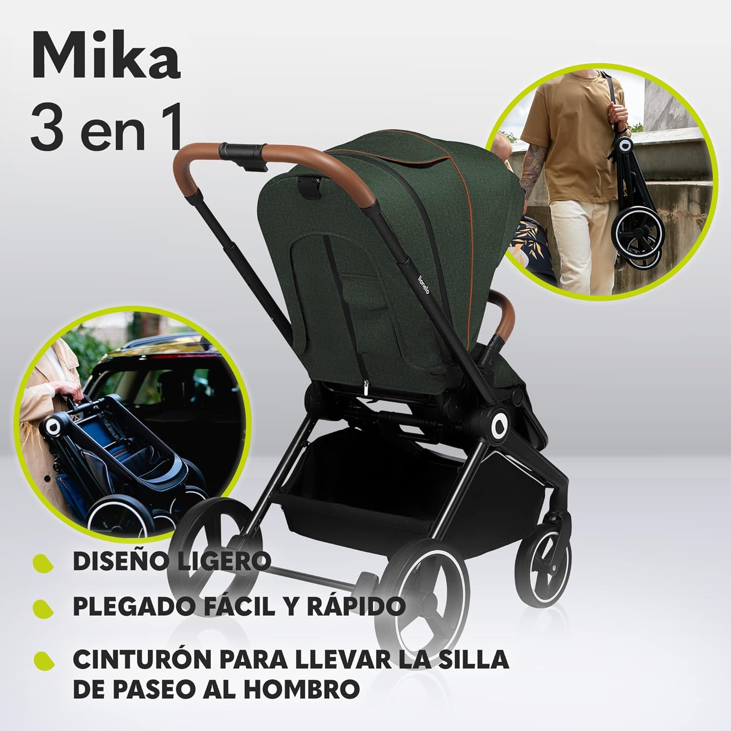 lionelo Cochecito de bebé Mika 3 piezas miniatura 8