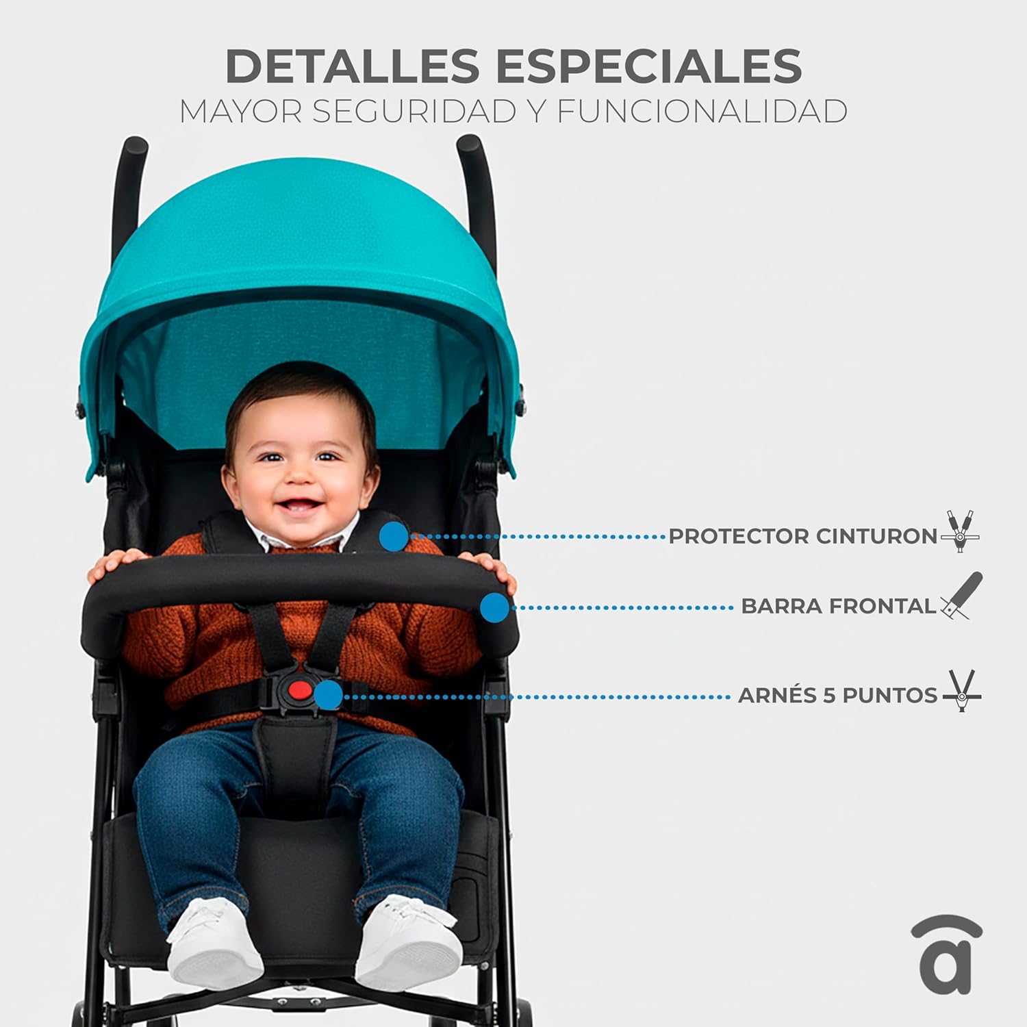 Asalvo Cochecito de bebé TOKYO. Respaldo Reclinable. Capota Ventana miniatura 6