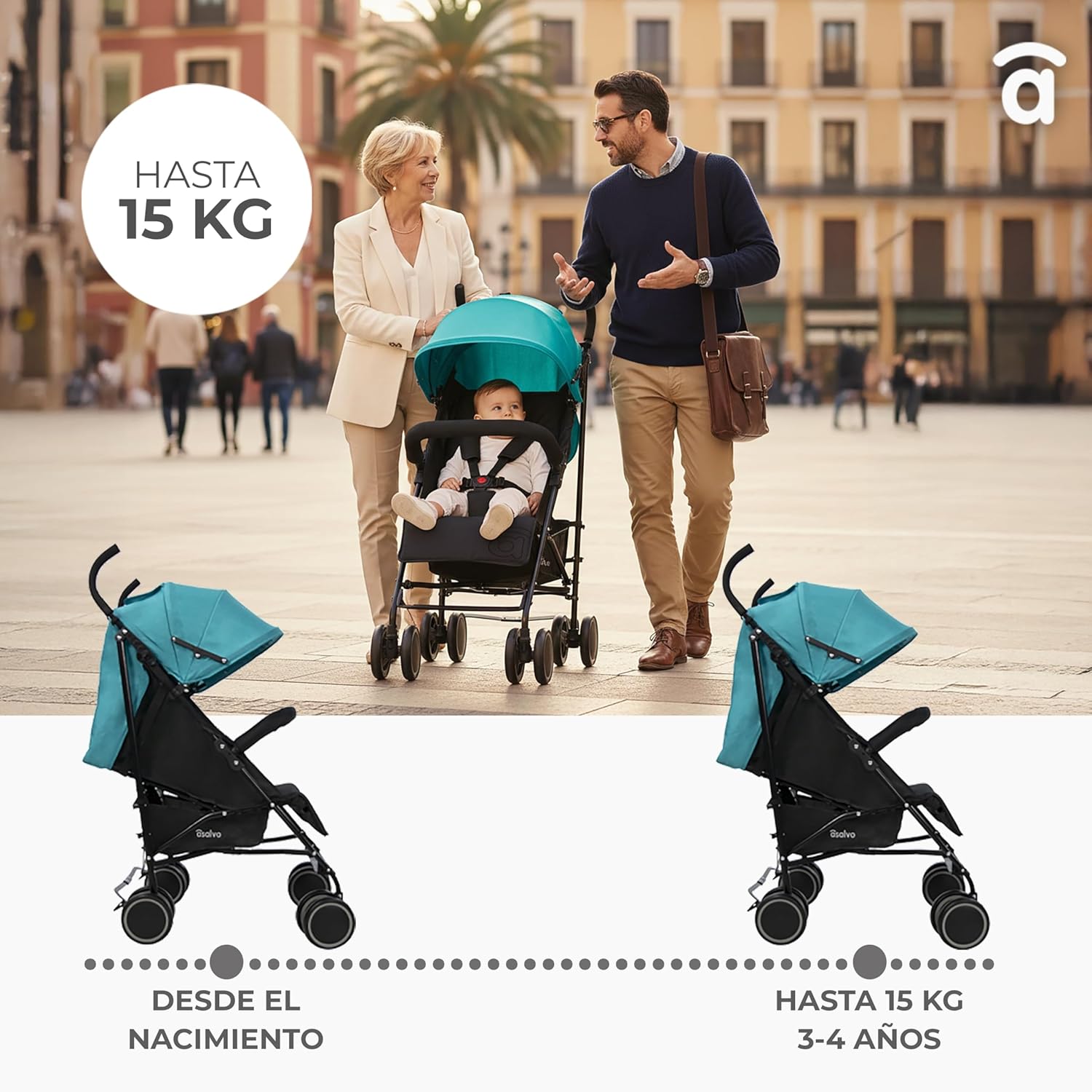 Asalvo Cochecito de bebé TOKYO. Respaldo Reclinable. Capota Ventana miniatura 8