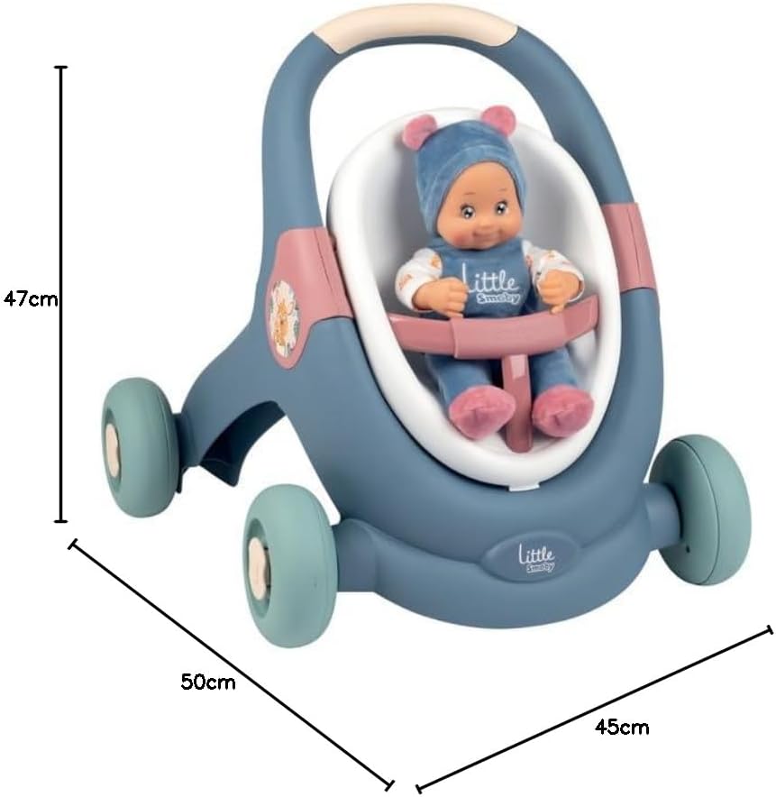 Smoby Cochecito de bebé - Little Smoby Andador 3-en-1 Muñeco 30cm miniatura 4