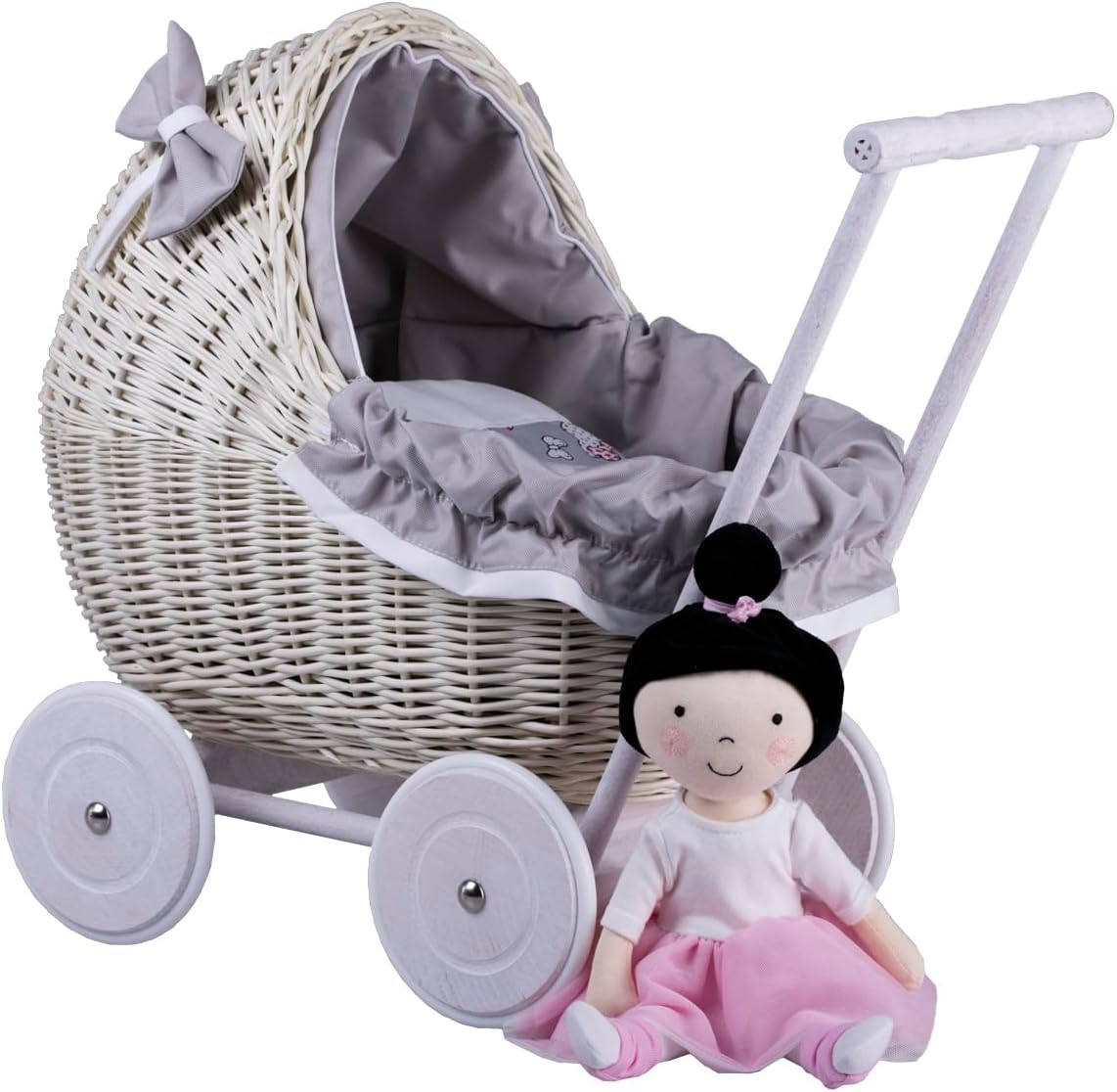 e-wicker24 Alles aus Weide Cochecito de bebé Juguete Mimbre Blanco miniatura 3