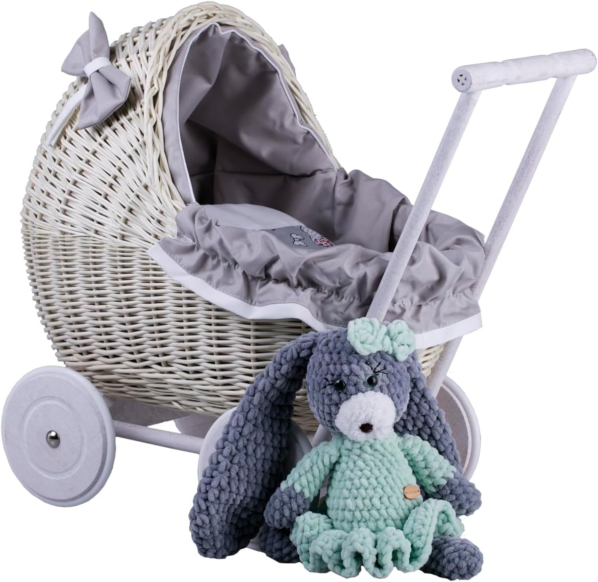 e-wicker24 Alles aus Weide Cochecito de bebé Juguete Mimbre Blanco miniatura 4