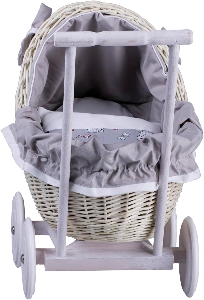 e-wicker24 Alles aus Weide Cochecito de bebé Juguete Mimbre Blanco miniatura 5
