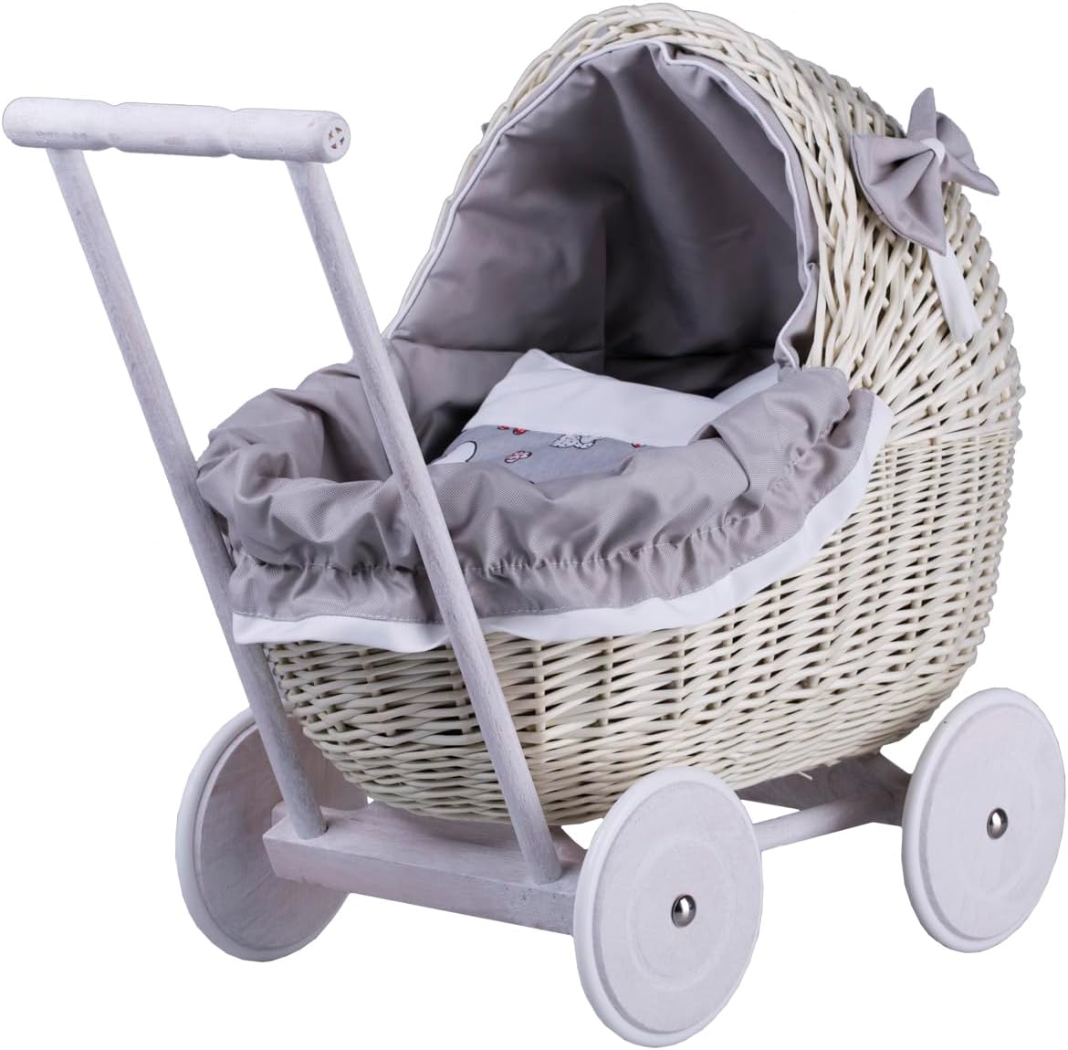 e-wicker24 Alles aus Weide Cochecito de bebé Juguete Mimbre Blanco miniatura 6
