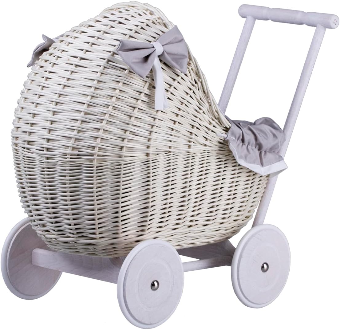 e-wicker24 Alles aus Weide Cochecito de bebé Juguete Mimbre Blanco miniatura 7