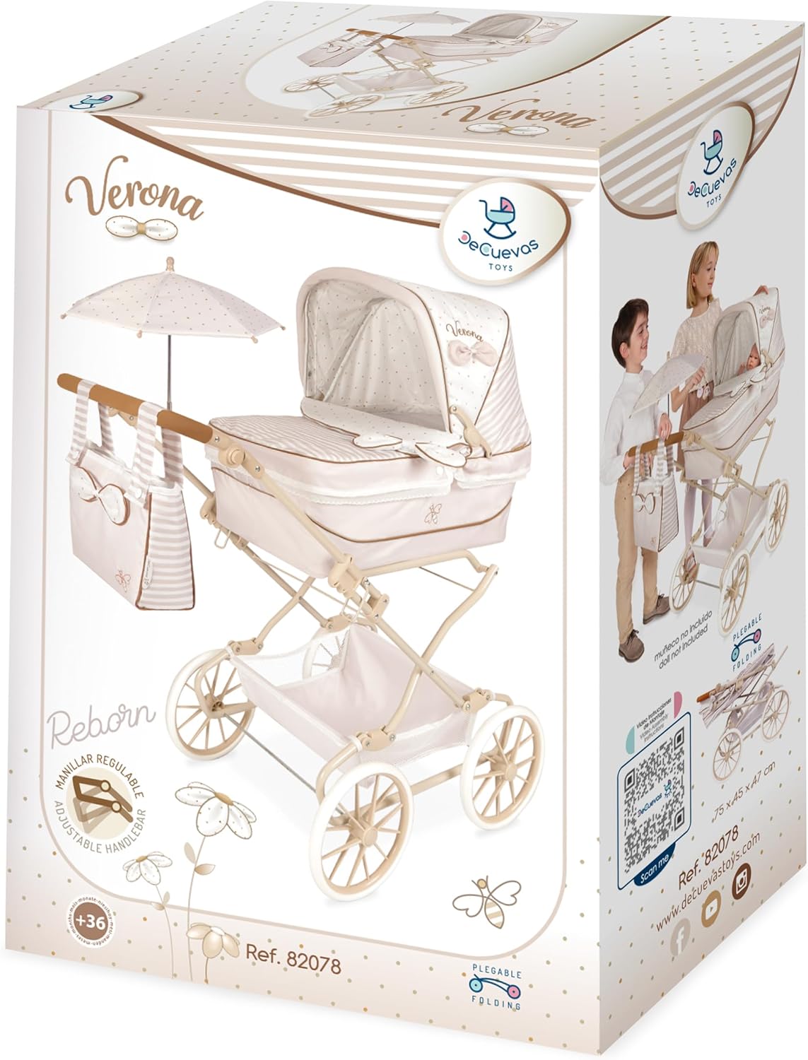 DE CUEVAS TOYS Cochecito de bebé Muñecas Decuevas Verona 55 cm miniatura 10