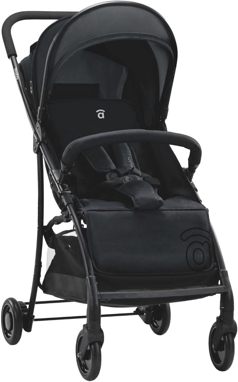 Asalvo Cochecito de bebé MILÁN. Respaldo Reclinable. Capota Ventana