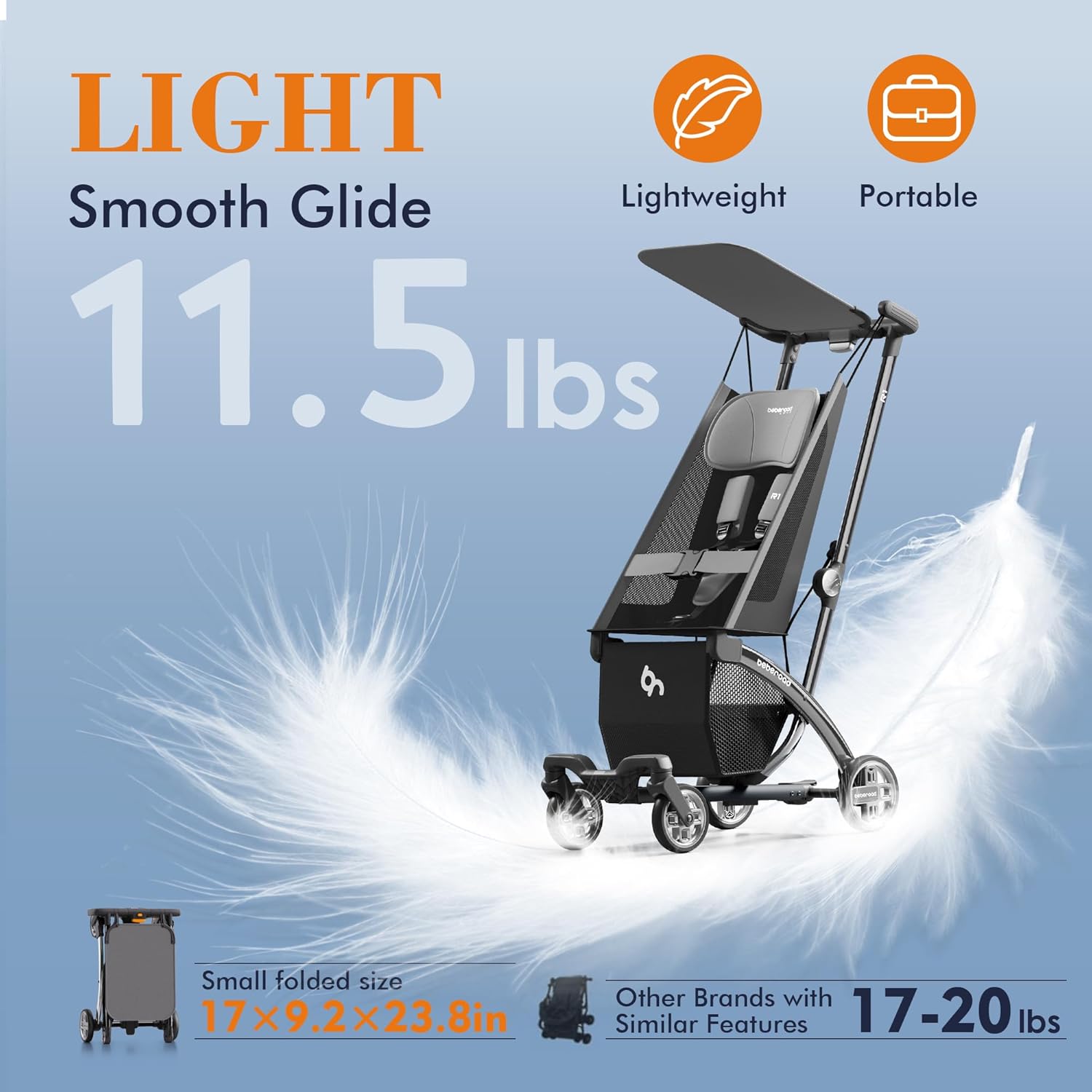 beberoad Cochecito de bebé R1 viaje ultraligero avión miniatura 5