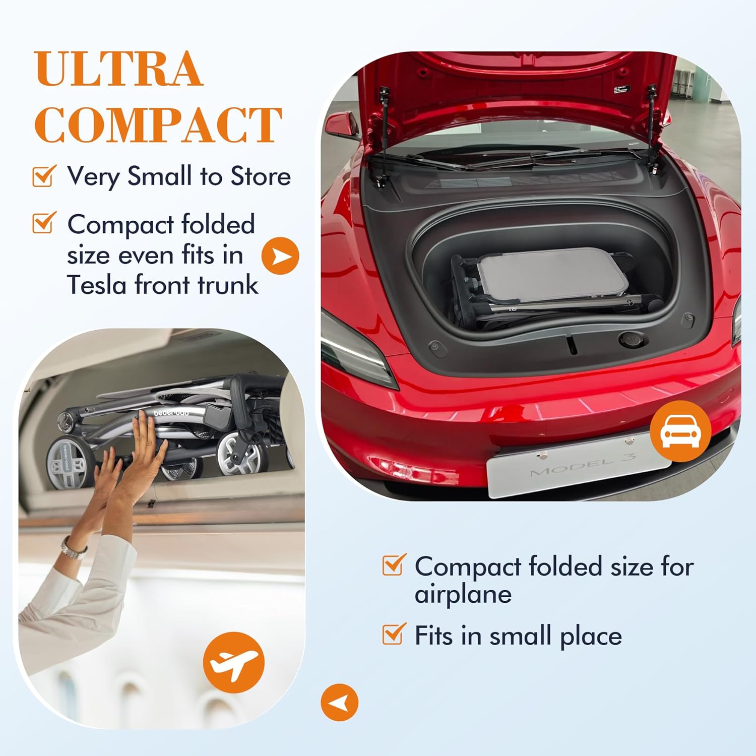 beberoad Cochecito de bebé R1 viaje ultraligero avión miniatura 6