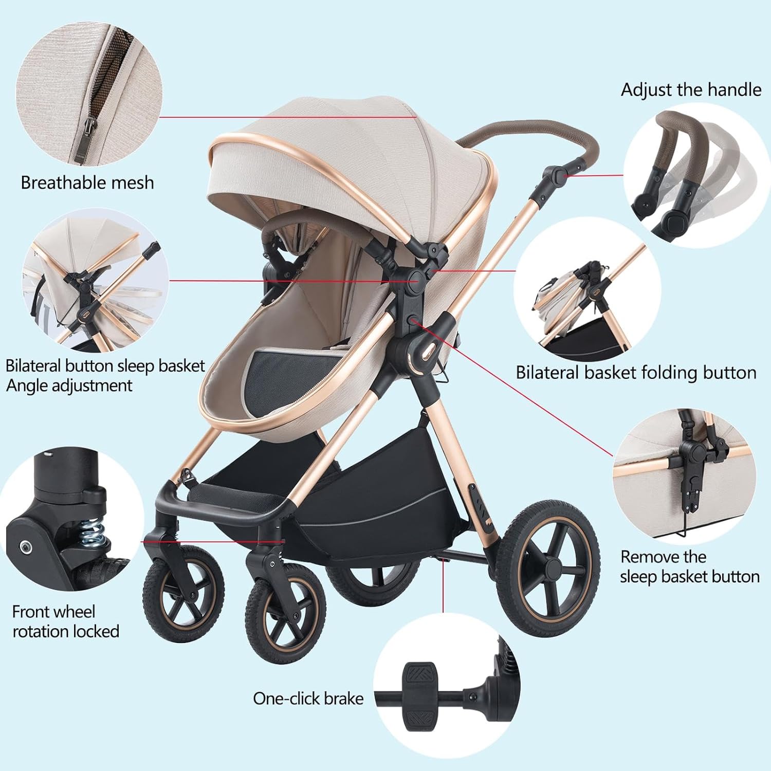 BEBBY Cochecito de bebé 3 en 1 miniatura 6