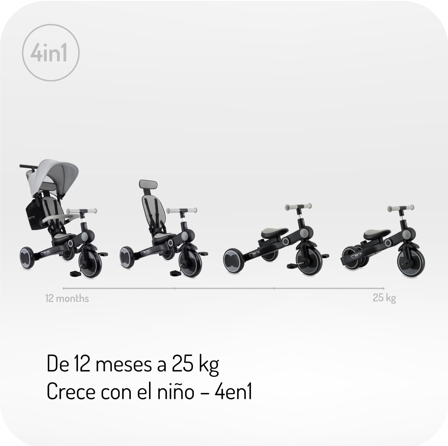Momi Cochecito de bebé Triciclo 4 en 1 SOLIVIA Mango telescópico miniatura 5