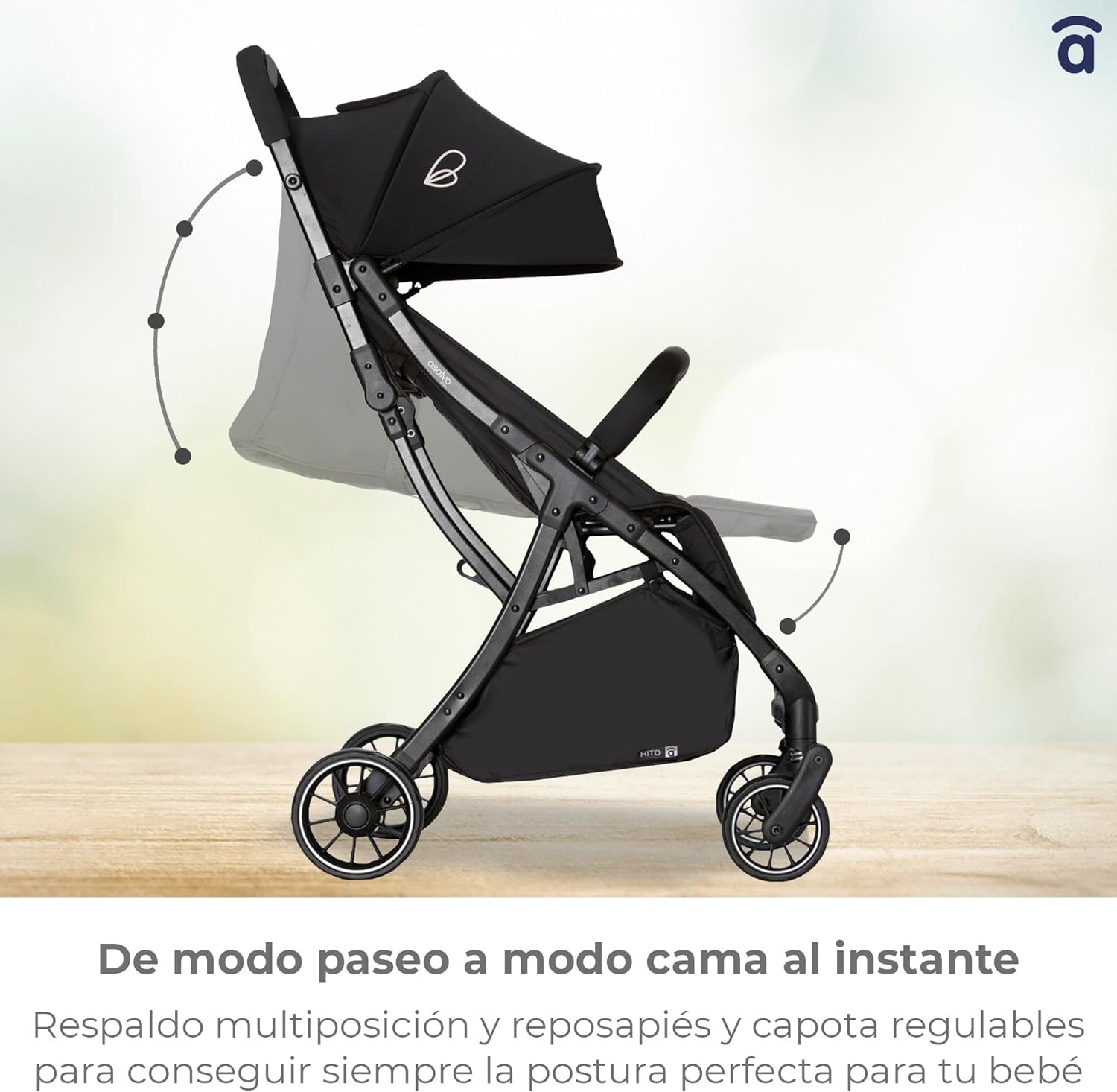 Asalvo Cochecito de bebé HITO. Segura Confortable. Capota Ventana miniatura 7