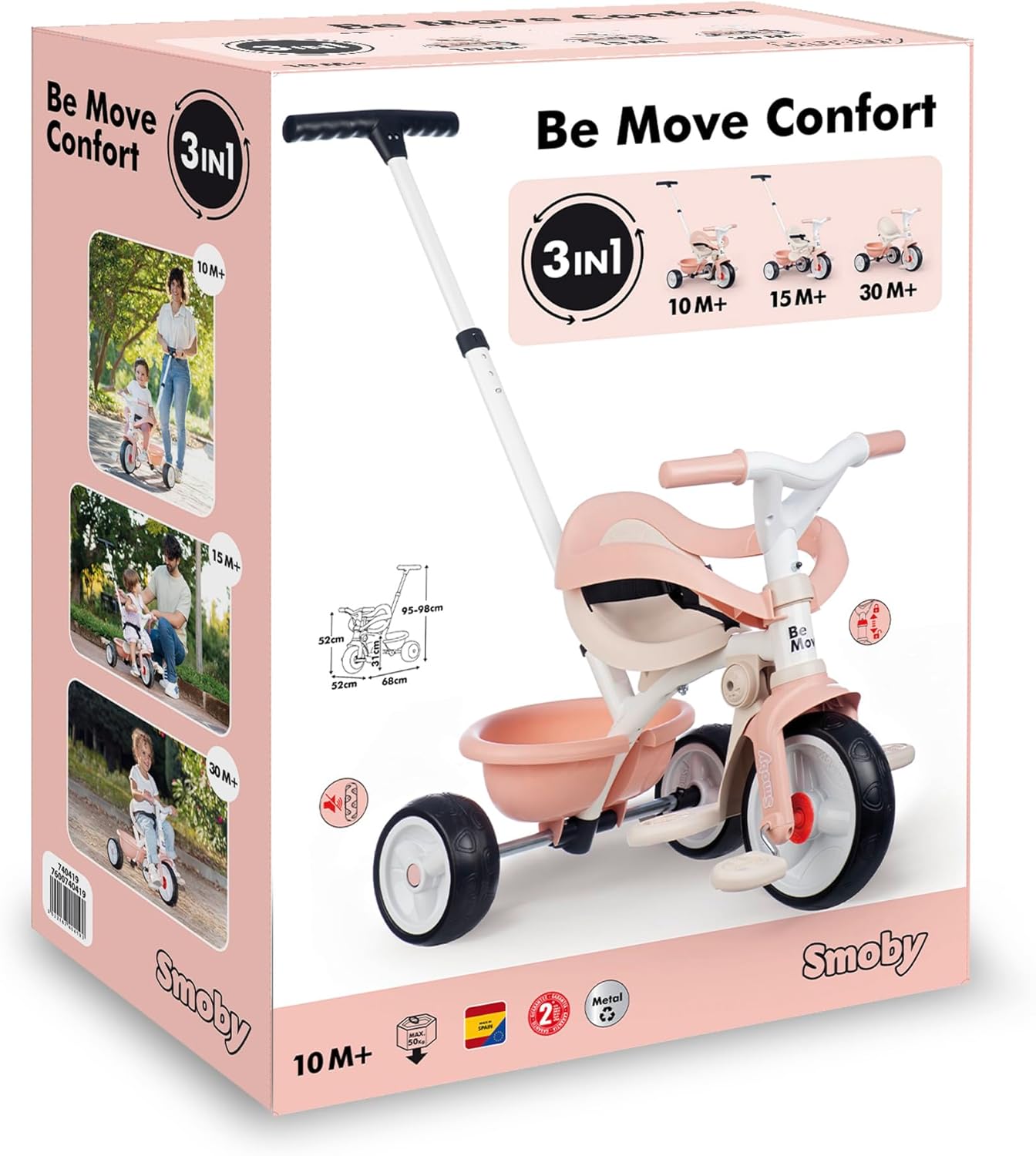 Smoby Cochecito de bebé Triciclo Be Move Confort Rosa miniatura 8
