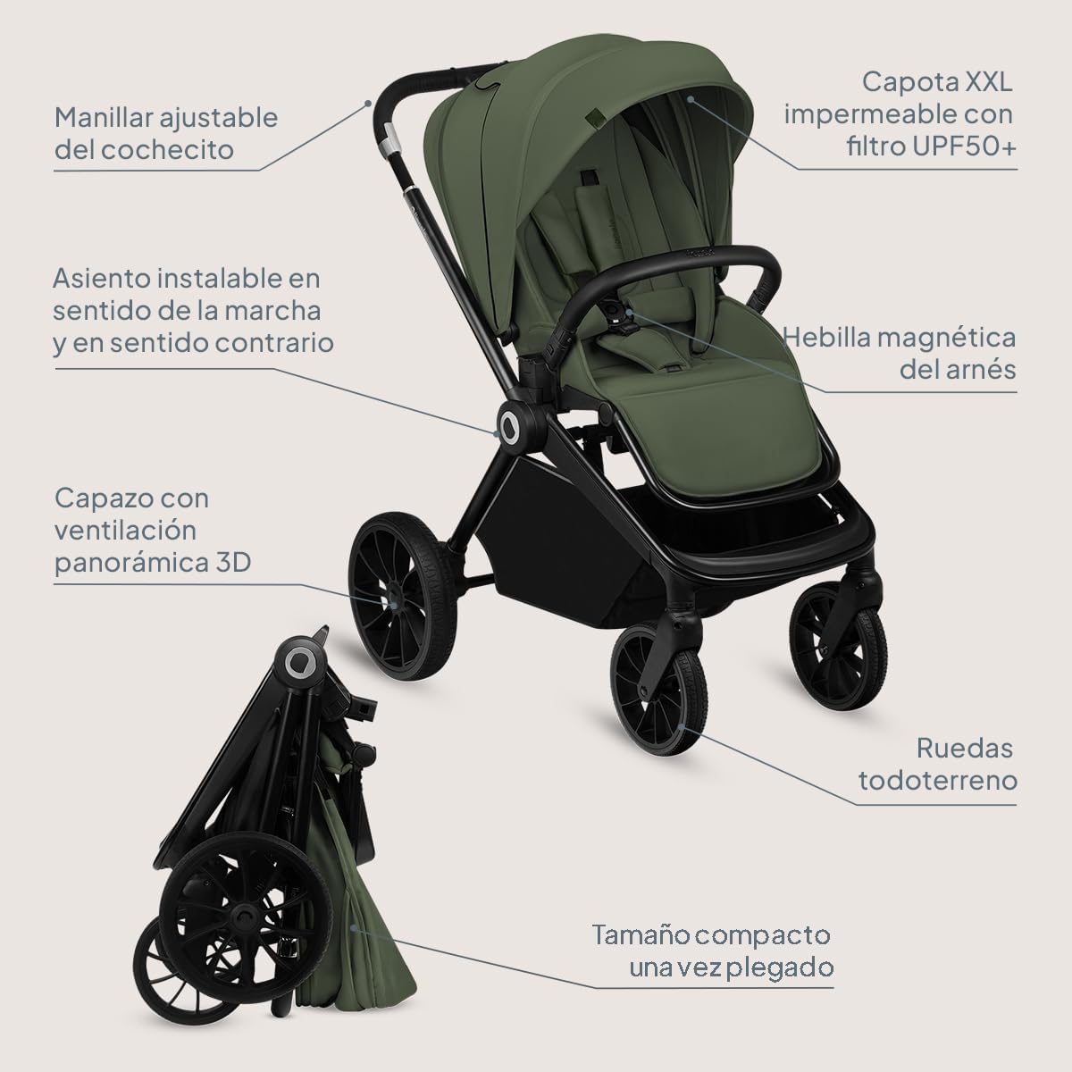 lionelo Cochecito de bebé MIKA PLUS 6 a 48 meses a 22 kg miniatura 13