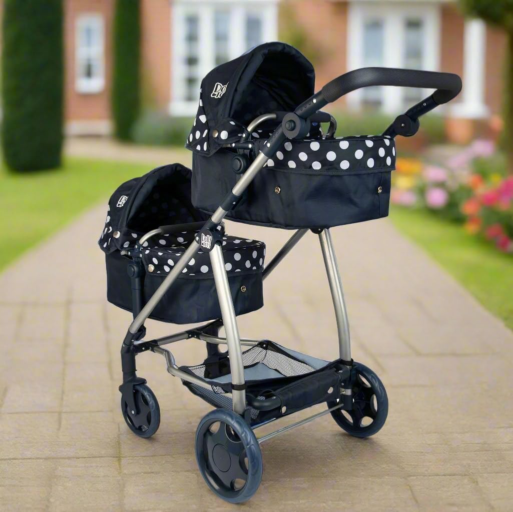 Dolly Tots Cochecito de bebé doble muñecas asa ajustable varias miniatura 6