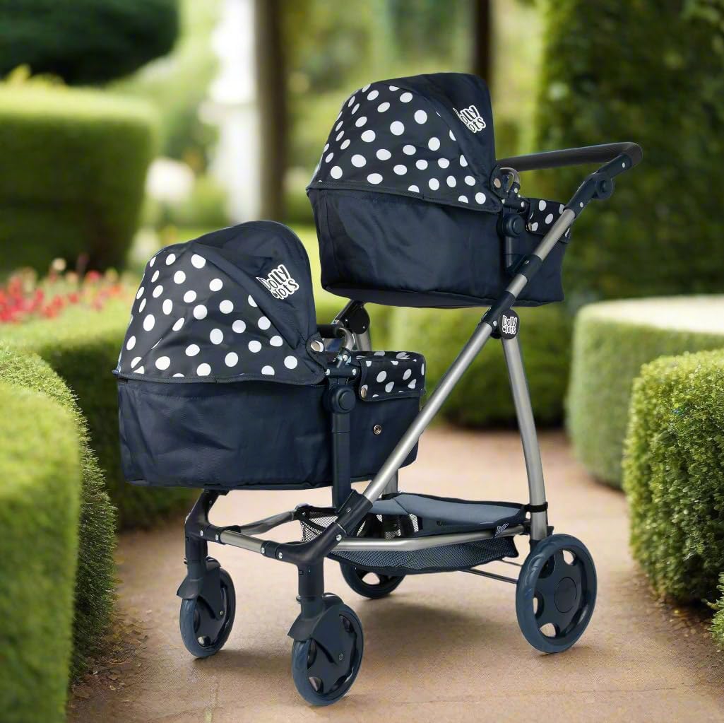 Dolly Tots Cochecito de bebé doble muñecas asa ajustable varias miniatura 7