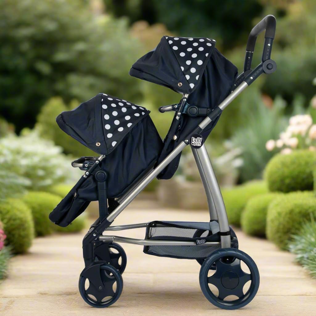 Dolly Tots Cochecito de bebé doble muñecas asa ajustable varias miniatura 10