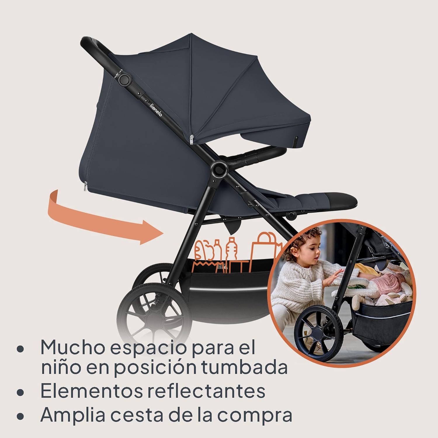 lionelo Cochecito de bebé IVA Hasta 22 kg 6 m a 4 años Ruedas miniatura 9